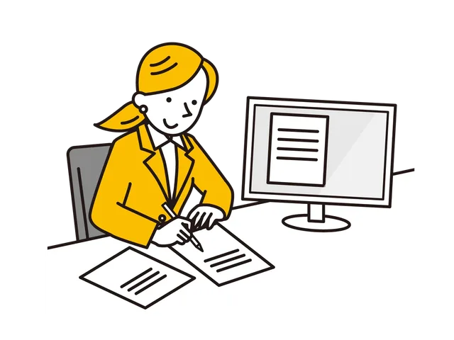 ホームページ制作を進めるスタッフのイラスト