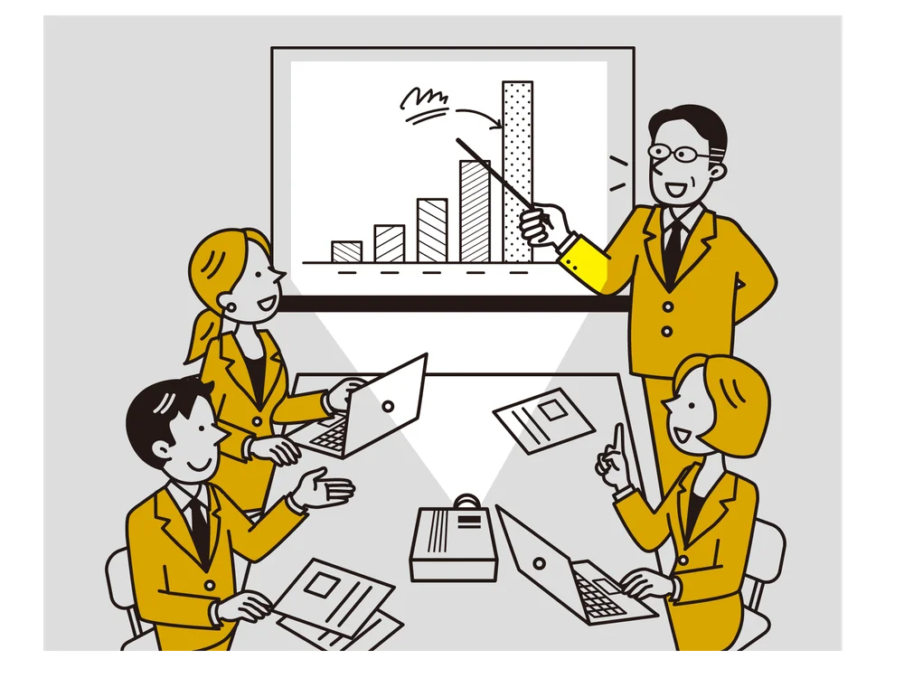 数値を見ながら改善を検討するイメージ