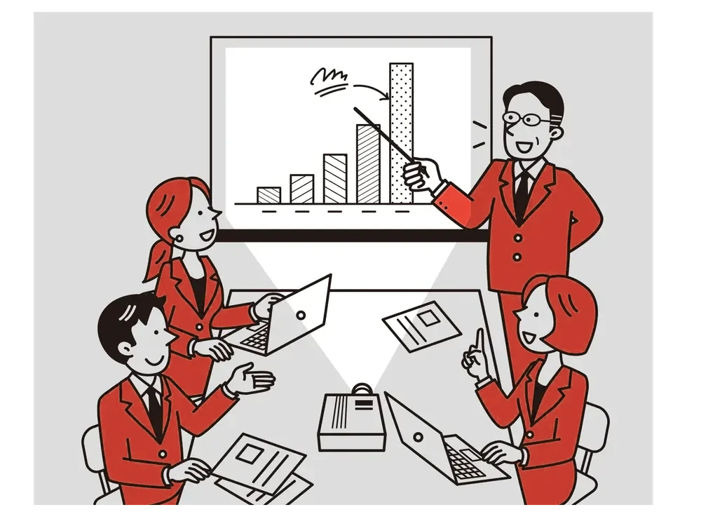 数値を見ながら改善を検討するイメージ